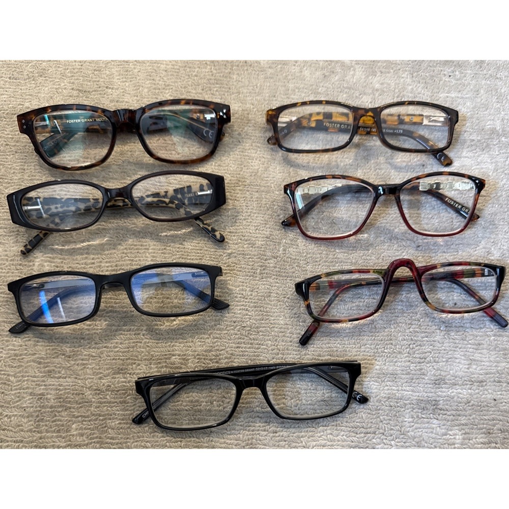 LOT of 7 Foster Grant Designer Eyeglasses Frames Only Eyewear- Variety of Styles